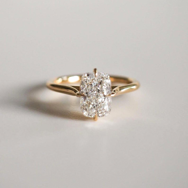 3 Carat Elongated Cushion Cut Lab Grown Diamond Engagement Ring in 14K Gold (E Color, VVS2, 3EX, IGI Certified)