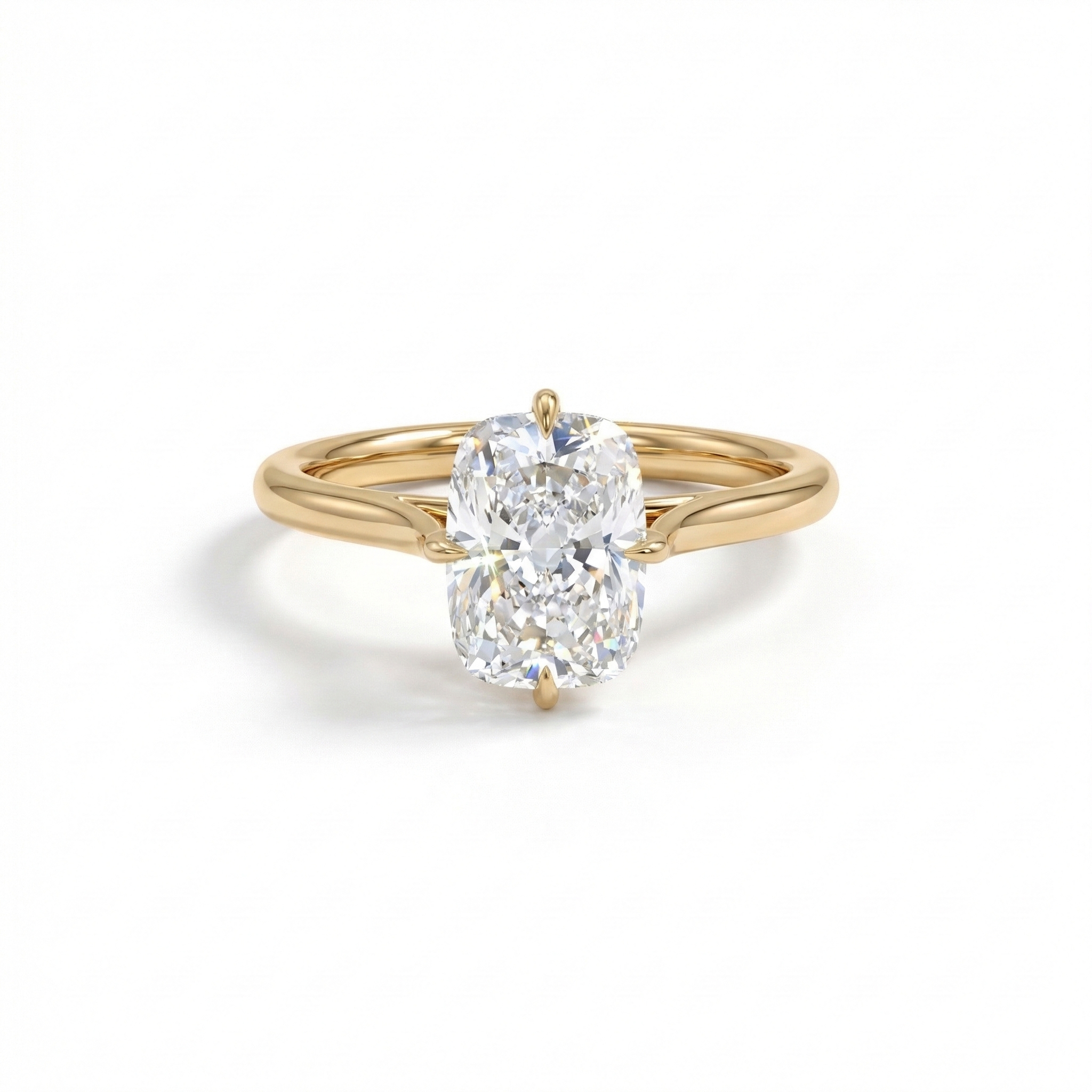 3 Carat Elongated Cushion Cut Lab Grown Diamond Engagement Ring in 14K Gold (E Color, VVS2, 3EX, IGI Certified)