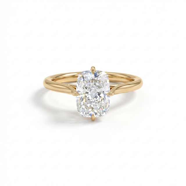 3 Carat Elongated Cushion Cut Lab Grown Diamond Engagement Ring in 14K Gold (E Color, VVS2, 3EX, IGI Certified)