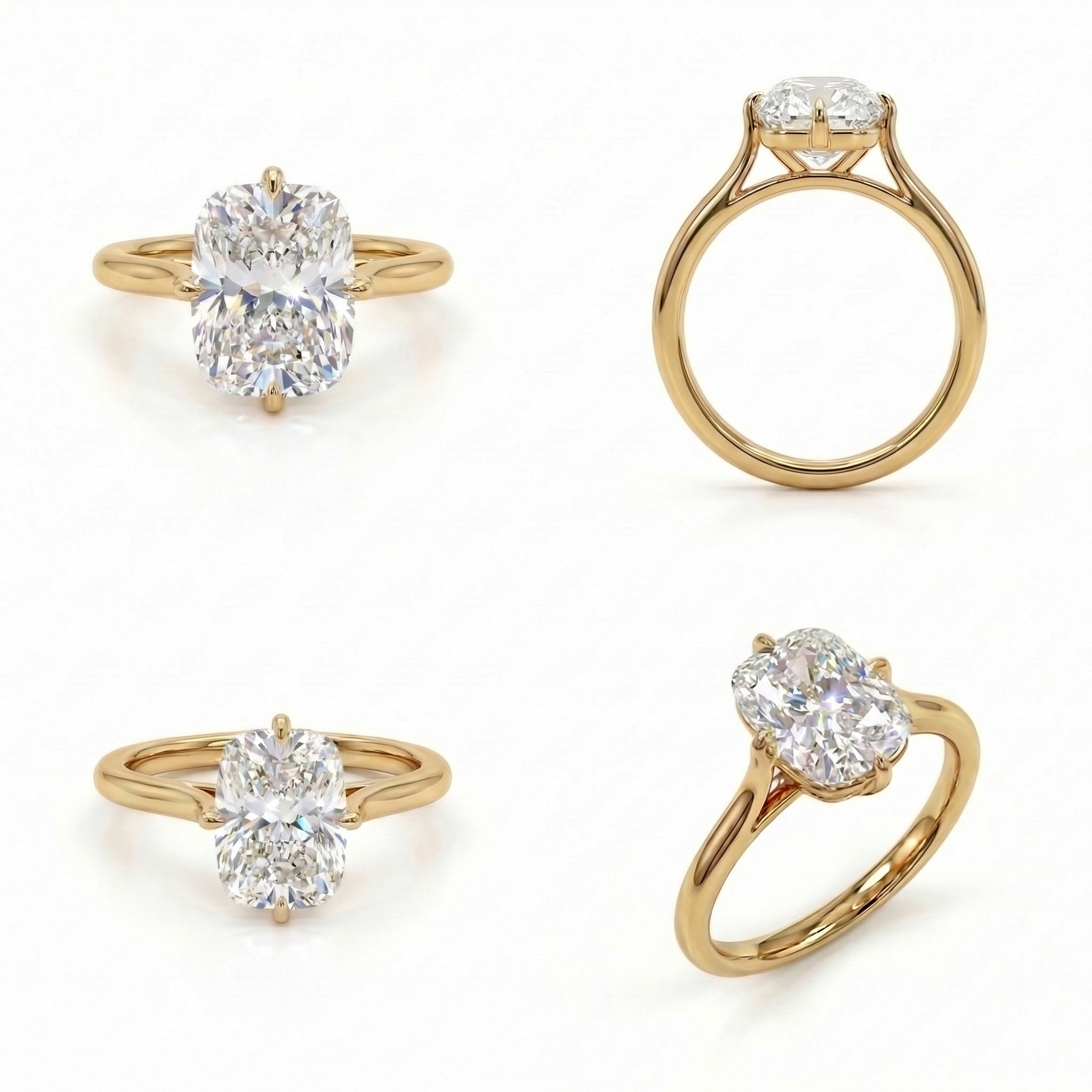 3 Carat Elongated Cushion Cut Lab Grown Diamond Engagement Ring in 14K Gold (E Color, VVS2, 3EX, IGI Certified)