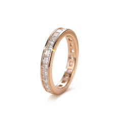 Classic three-quarter view of a solid 18K gold princess cut lab diamond ring, manufactured direct-to-consumer in our Los Angeles facility.