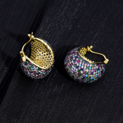 Vibrant Rainbow Pavé Chunky Teardrop Hoop Earrings | Rhodium-Plated 925 Silver & 6A VVS CZ Statement Jewelry