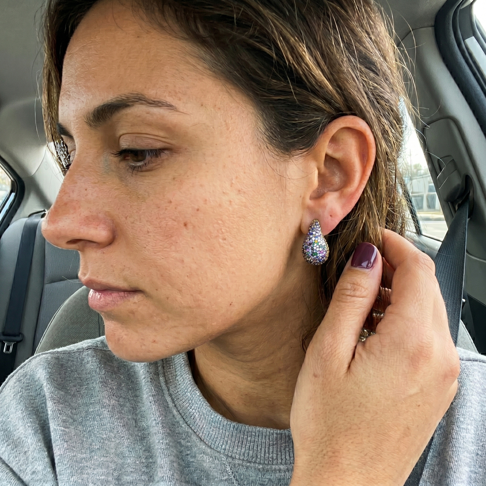 Luxury Rainbow Micro-Pavé Teardrop Stud Earrings | 6A VVS Cubic Zirconia in S925 Sterling Silver | Custom Jewelry Manufacturer