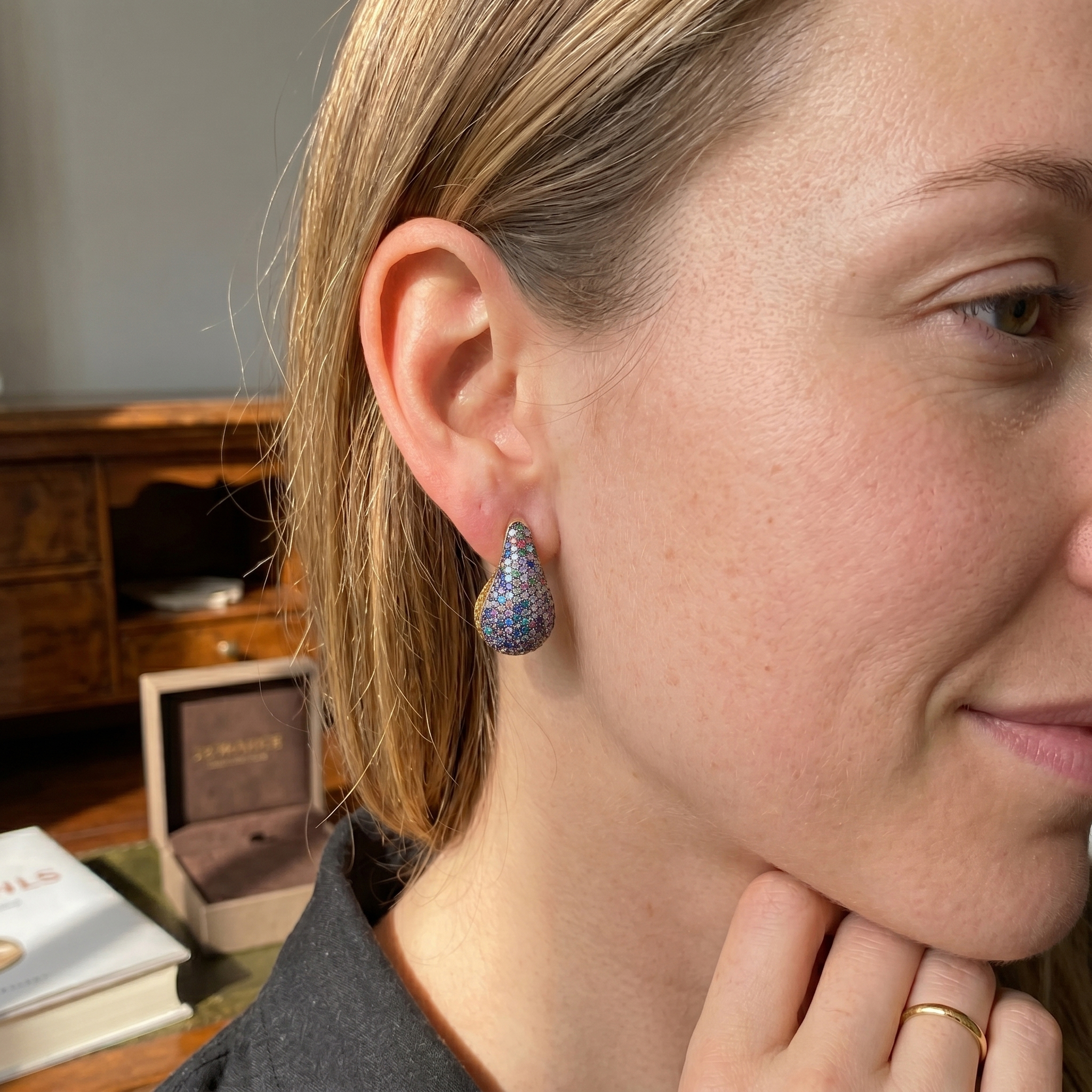 Luxury Rainbow Micro-Pavé Teardrop Stud Earrings | 6A VVS Cubic Zirconia in S925 Sterling Silver | Custom Jewelry Manufacturer