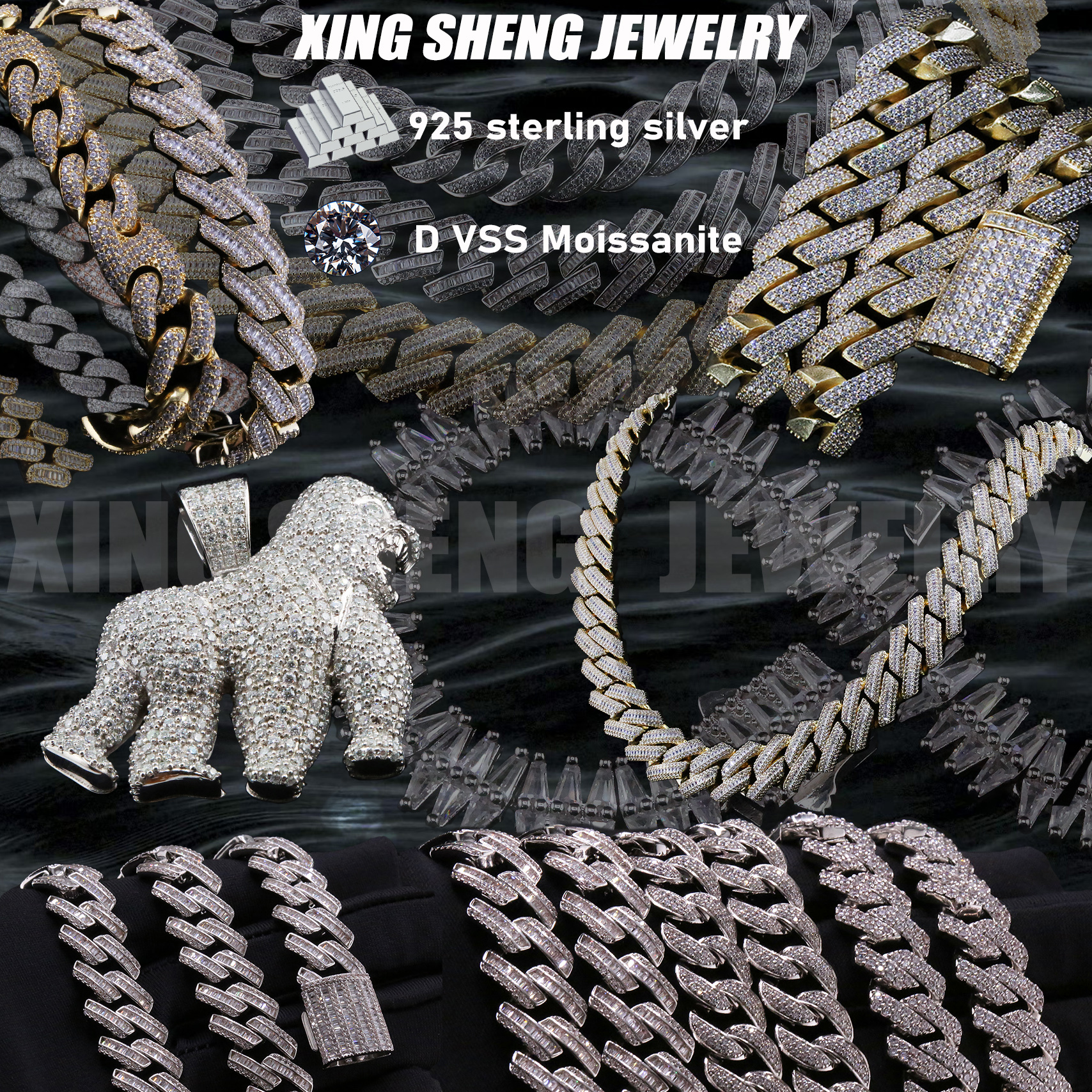 15MM Iced Out Baguette & Round Moissanite Cuban Link Chain | S925 Silver, VVS D-E Color, Excellent Cut | Custom Hip Hop Jewelry