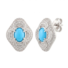 Side profile view revealing the sturdy S925 sterling silver post and secure push-back closure of the moissanite stud earrings.