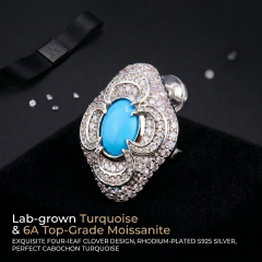 Premium luxury black velvet jewelry gift box presentation for the custom lab-grown turquoise and 6A moissanite earrings.