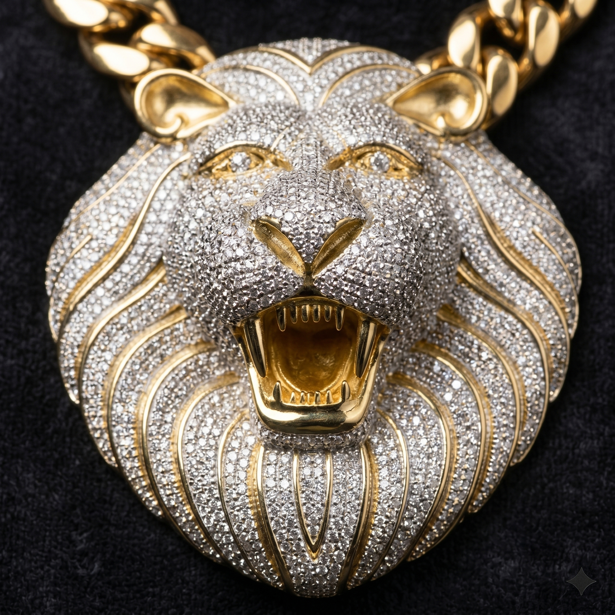 Custom 3D Iced Out Lion Head Pendant | 6A D-Color VVS Moissanite | Rhodium Plated S925 Sterling Silver Hip Hop Jewelry