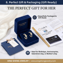 Beautifully packaged moissanite earrings in a luxury blue velvet box, ready for gifting with an official GRA certificate of authenticity.