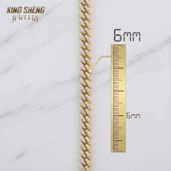 Precision measurement graphic confirming the exact 6mm classic width of the S925 sterling silver Moissanite Cuban link chain.