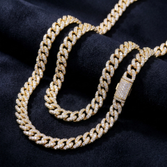 Elegant display of the white gold rhodium plated 6mm Moissanite Cuban link chain draped beautifully on a black velvet background.