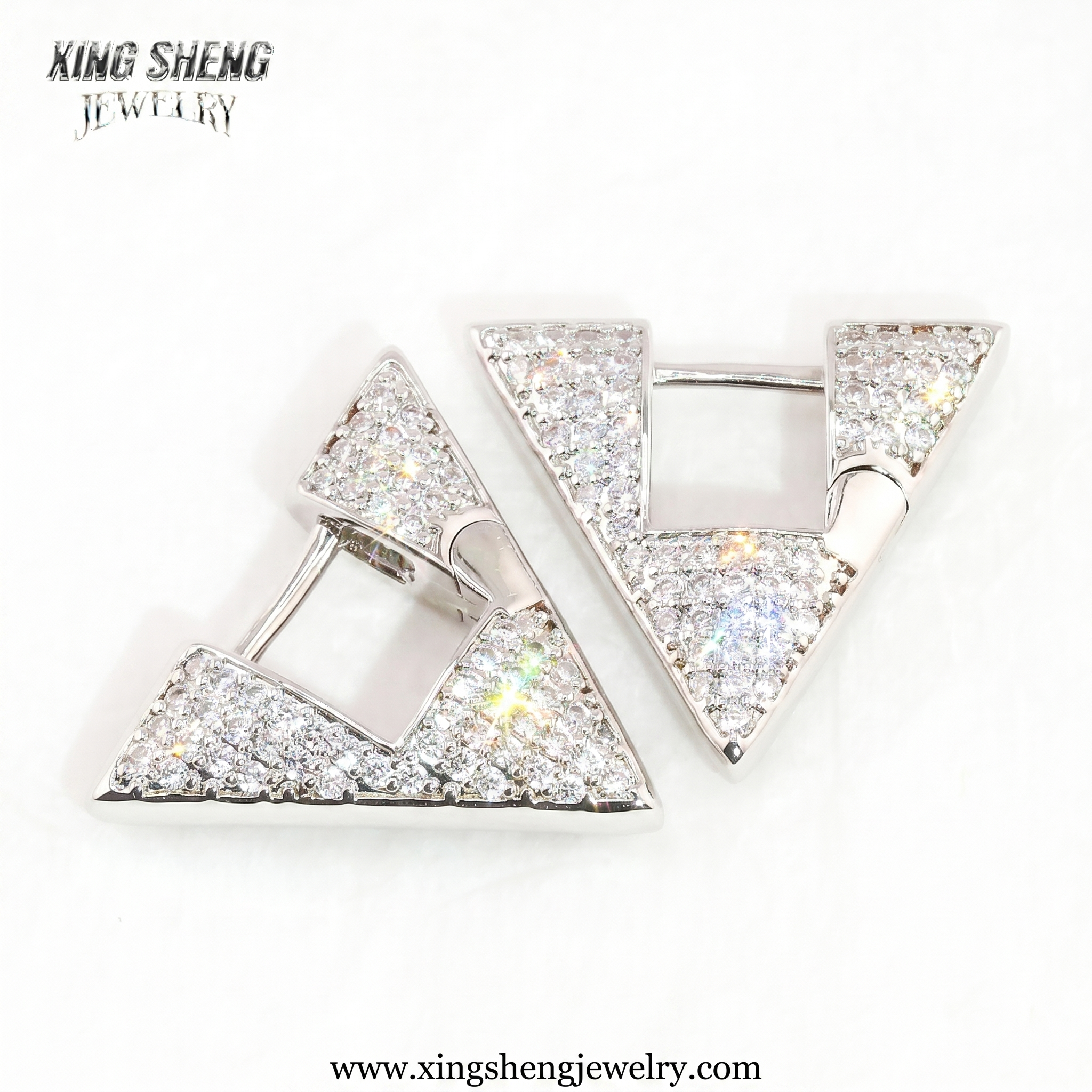 Geometric Moissanite V-Huggie Earrings: D-Color VVS Iced-Out Pavé in Premium S925 Sterling Silver