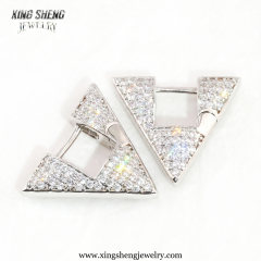 Geometric Moissanite V-Huggie Earrings: D-Color VVS Iced-Out Pavé in Premium S925 Sterling Silver