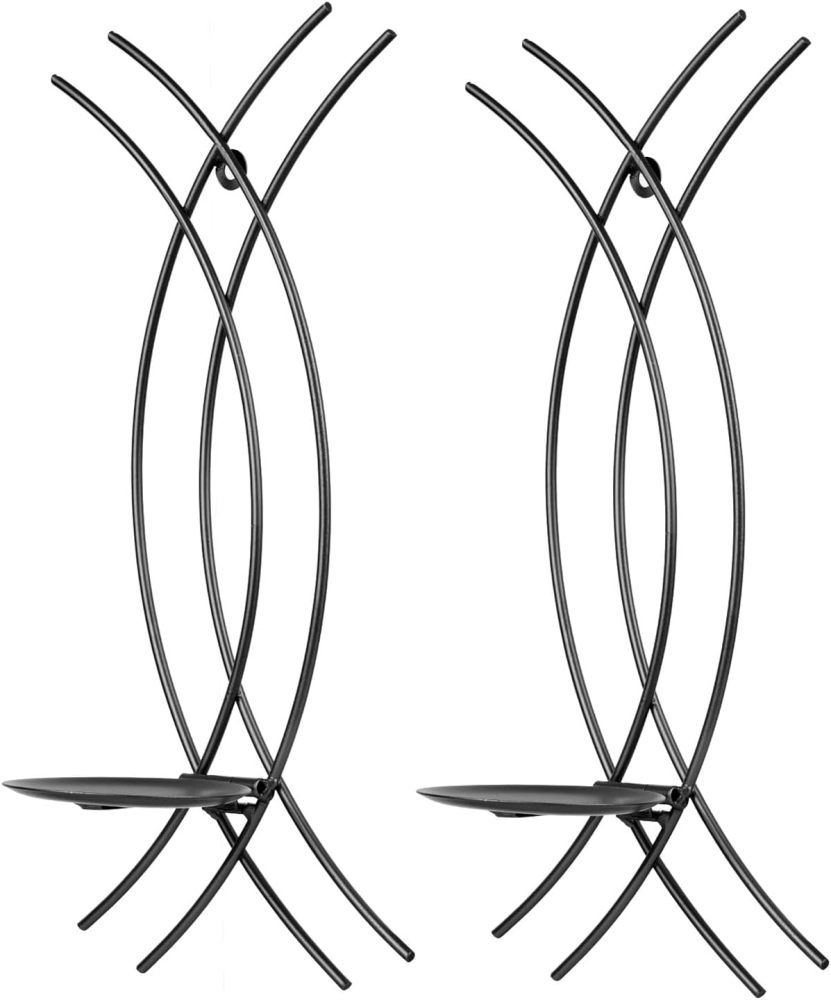 Wall Sconce Black Wall-Mount Metal Iron Wall Candle Sconce Holder Hanging Art Home Decoration Wall Mounted Decorative Candle Holder, Set of 2