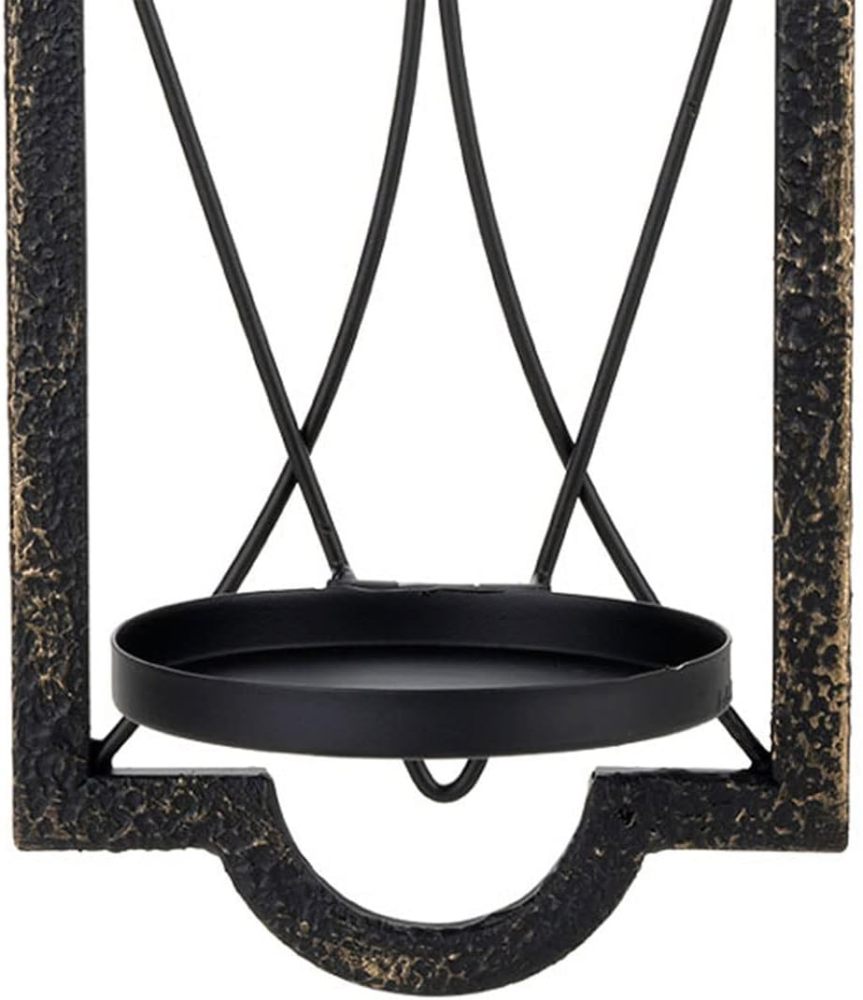 Candle Sconce(Set of 2),Metal Wall Decorations,Rustic Home Decor,Wall Candle Sconces,Gold Black Wall Sconces