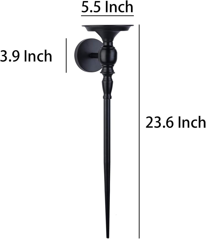 Wall Sconce Candle Holder Set of 2, Large Black Scepter Design Metal Wall Candle Holder, Home Wall Decoration for Living Room, Bathroom, Dining Room