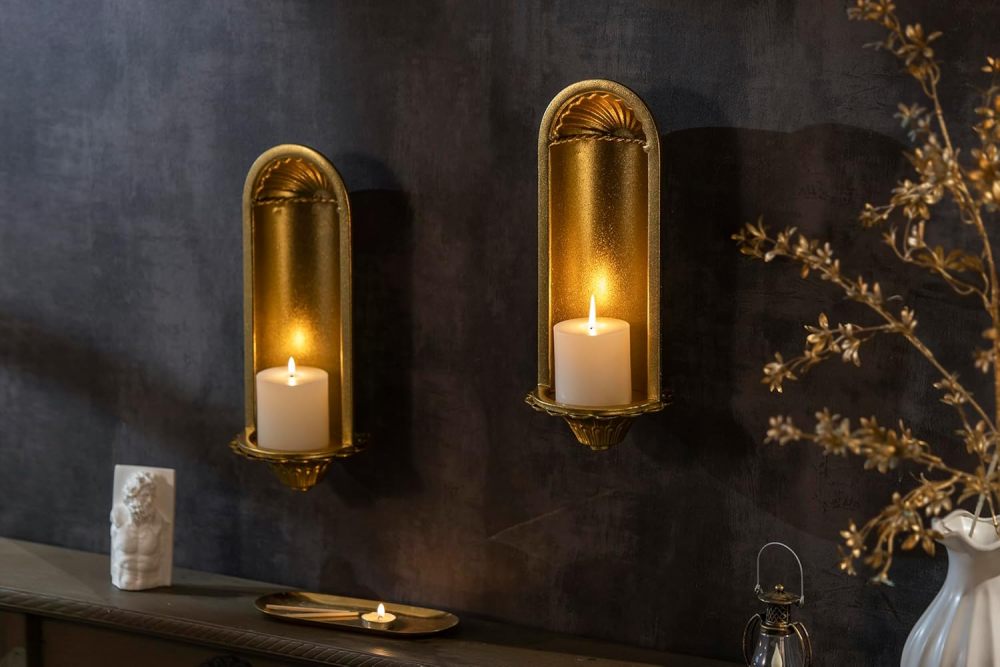Candle Sconce Set of 2,Gold Wall Candle Sconce,Wall Decorations,Rustic Home Decor