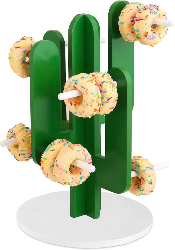 Donut Stand Holder,Cactus Shaped Bagel Stand Holder,Donut Wall Display Stand, Donut Holder Display Stacker for Baby Shower Birthday Wedding Donut Party Decorations，Pack of 1(Capacity for 24 donuts)