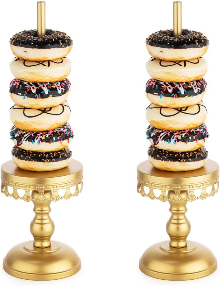 Donut Stand Holder,Gold Metal Bagel Stand,Display Stacker Tower for Dessert Table, Doughnut Holder for Birthday, Wedding, Baby Shower, Bridal Shower Party,Pack of 2