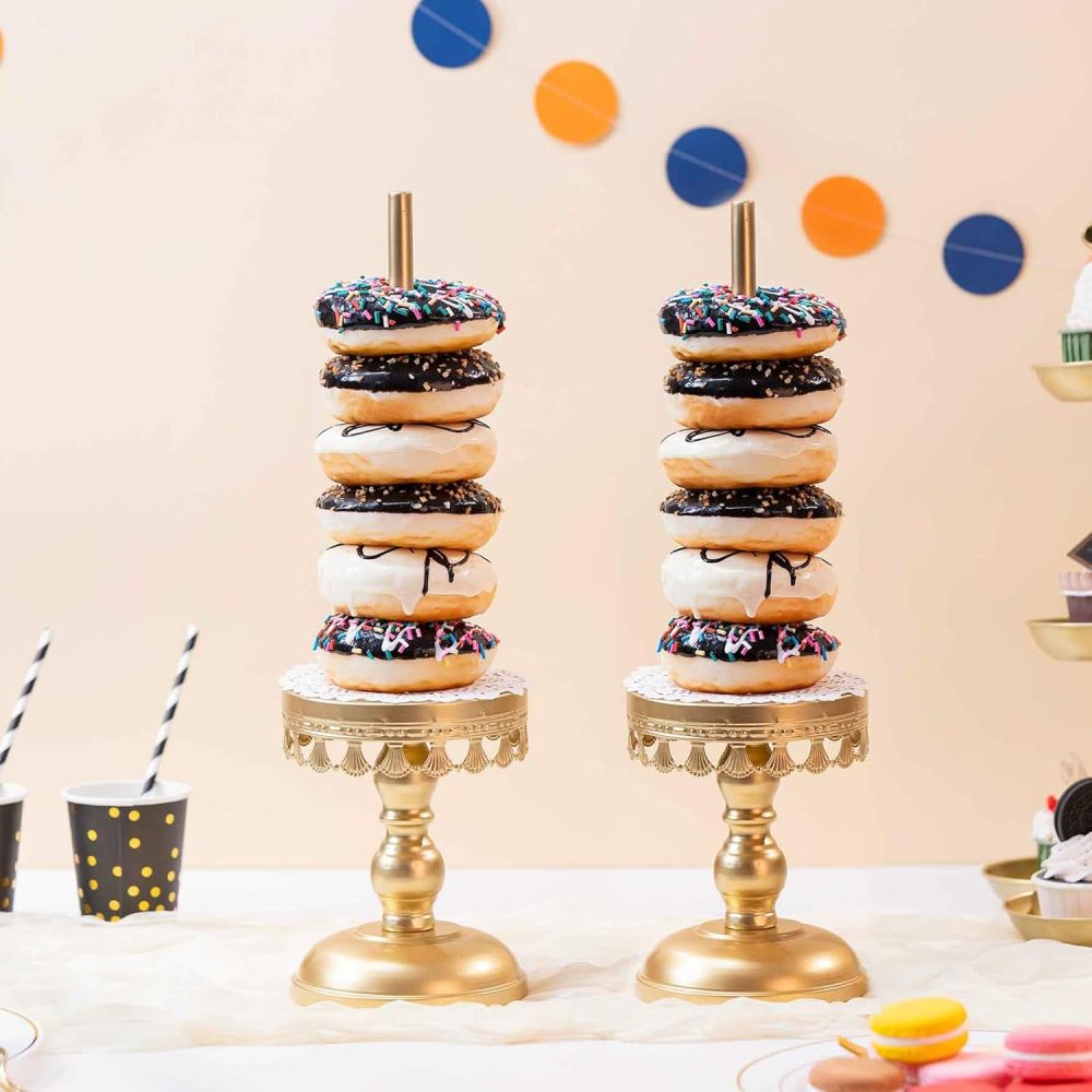 Donut Stand Holder,Gold Metal Bagel Stand,Display Stacker Tower for Dessert Table, Doughnut Holder for Birthday, Wedding, Baby Shower, Bridal Shower Party,Pack of 2