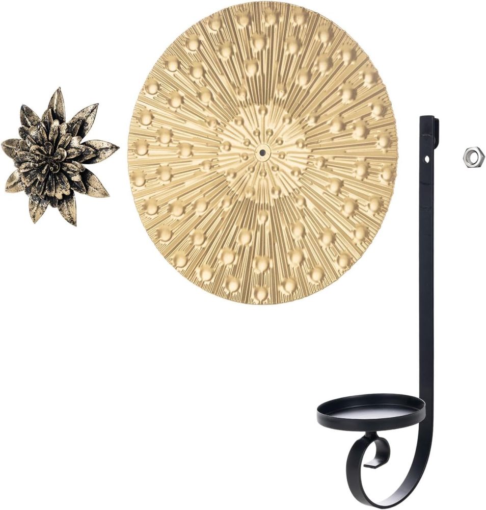Aimto Wall Sconce Candle Holder Metal Hanging Wall Decorations for Home,Living Room, Bathroom, Dining Room, Set of 2 ，（1 Large and 1 Small Combination，Gold