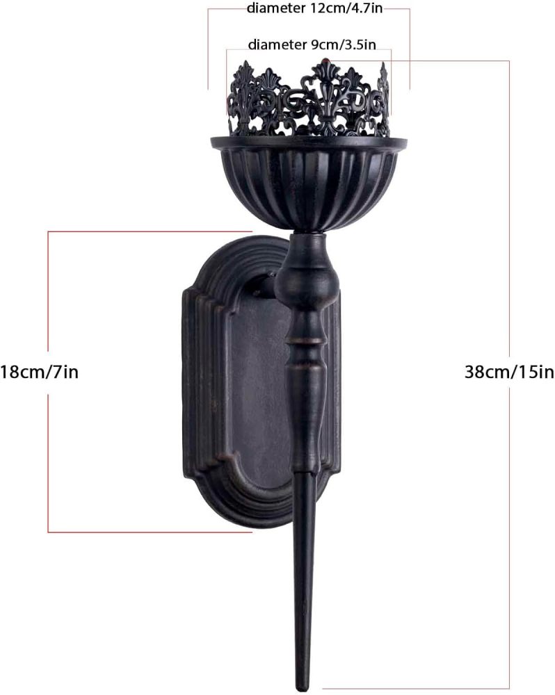 Wall Sconce Candle Holder (Set of 2) Black Crown and Scepter Design Wall-Mount Metal Candle Holders Hanging Iron Wall Candle Sconce Holder for Living Room, Bathroom, Dining Room