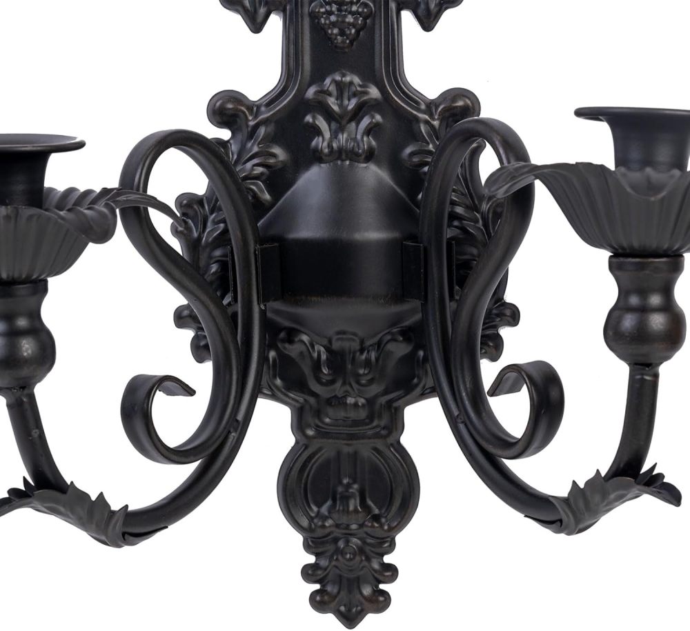 Candle Sconce(Set of 2)-Metal Wall Decorations-Rustic Home Decor-Wall Candle Sconces-Black Wall Sconces,Ideal for Stick Candles