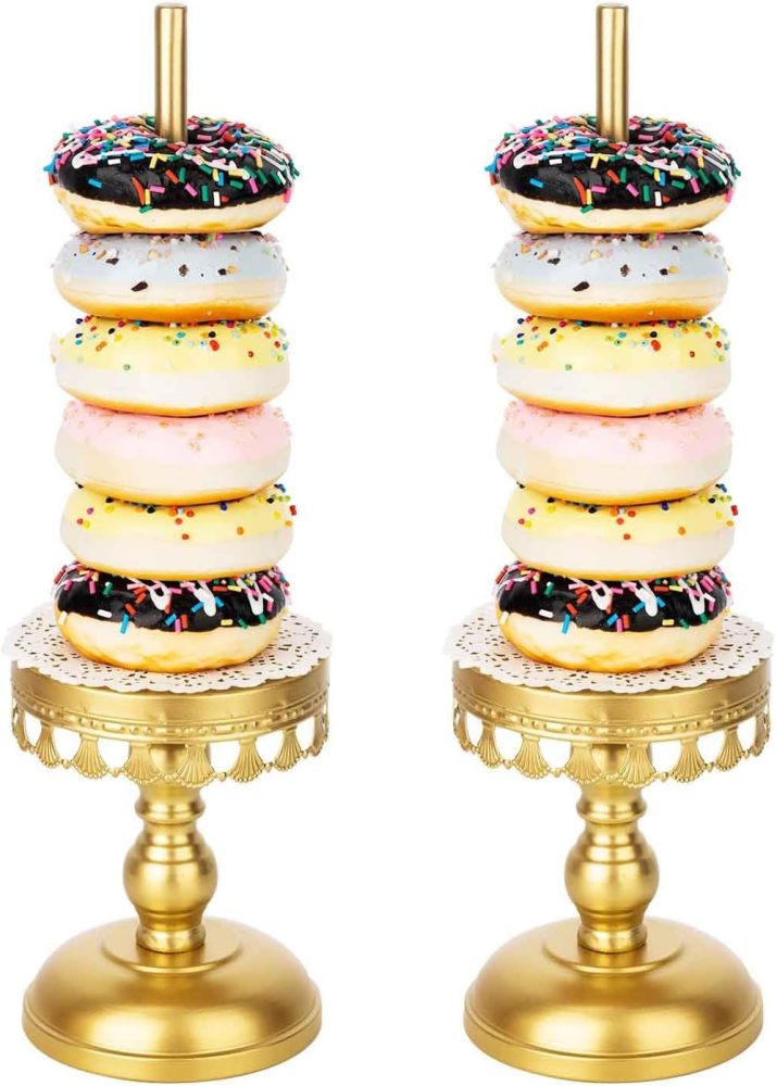Donut Stand Holder,Gold Metal Bagel Stand,Display Stacker Tower for Dessert Table, Doughnut Holder for Birthday, Wedding, Baby Shower, Bridal Shower Party,Pack of 2