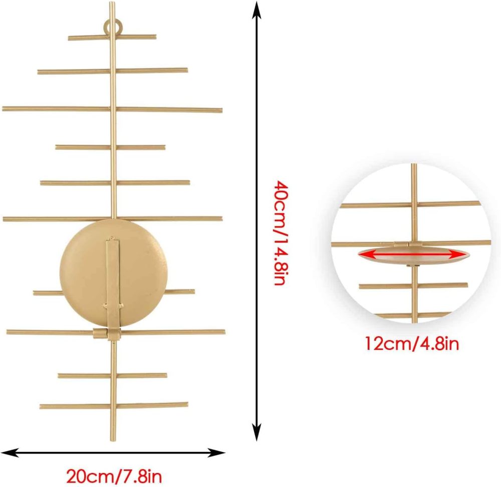 AIM & GGKK Gold Metal Candle Sconce Holder,Hanging Wall Mounted Candle Sconces Holder, Wall Sconces Decor for Bedroom,Bathroom, Dining Room and Office(Set of 2)