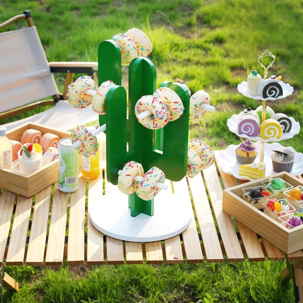 Donut Stand Holder,Cactus Shaped Bagel Stand Holder,Donut Wall Display Stand, Donut Holder Display Stacker for Baby Shower Birthday Wedding Donut Party Decorations，Pack of 1(Capacity for 24 donuts)