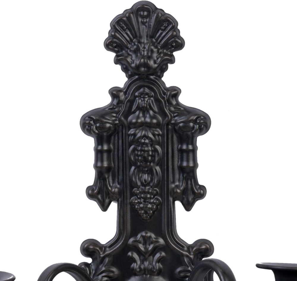 Candle Sconce(Set of 2)-Metal Wall Decorations-Rustic Home Decor-Wall Candle Sconces-Black Wall Sconces,Ideal for Stick Candles
