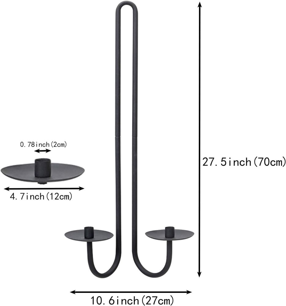 Aimto Wall Sconce Candle Holder Metal Hanging Wall Decorations for Home,Living Room, Bathroom, Dining Room, Set of 2（Black