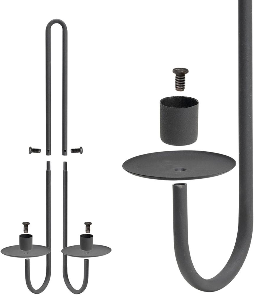 Aimto Wall Sconce Candle Holder Metal Hanging Wall Decorations for Home,Living Room, Bathroom, Dining Room, Set of 2（Black