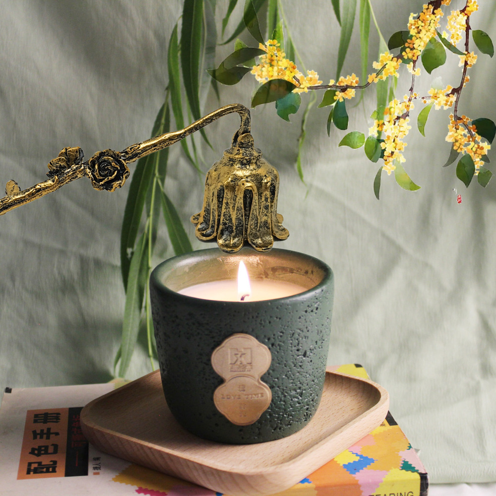 AIM & GGKK Candle Snuffer, Candle Snuffer Extinguisher with Long Handle,Retro Style Wick Flame Snuffer for Putting Out Candle Flame Safely,Floral Candle Snuffers Accessory for Candle Lovers