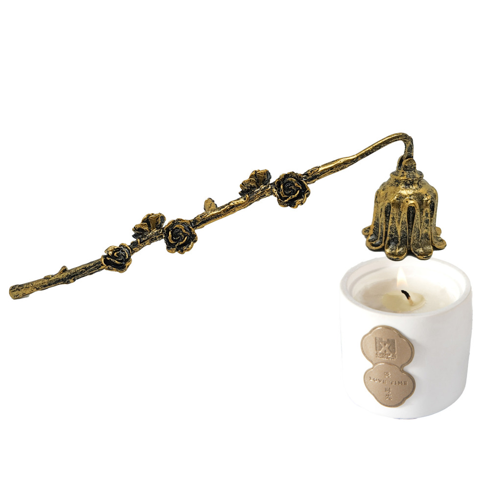 AIM & GGKK Candle Snuffer, Candle Snuffer Extinguisher with Long Handle,Retro Style Wick Flame Snuffer for Putting Out Candle Flame Safely,Floral Candle Snuffers Accessory for Candle Lovers