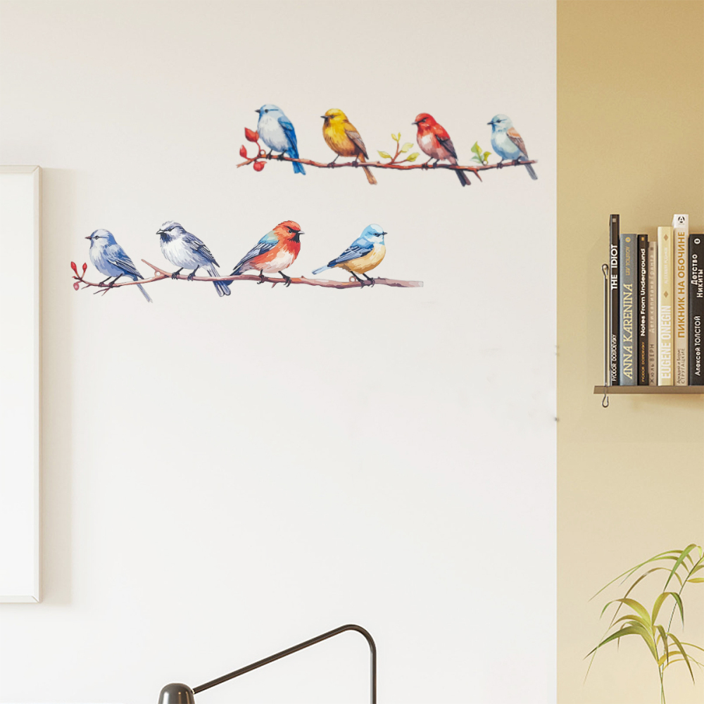 We Moment Metal Wall Art Bird on Tree Branch Bird Wall Sculpture Bird with Leaves Wall Art Decor for Living Room Bedroom Office Home Balcony Garden Wall Housewarming Party Decor（2pcs）
