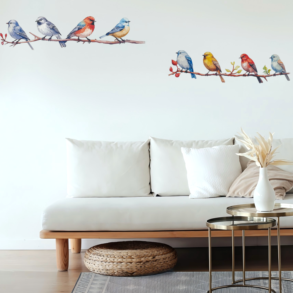 We Moment Metal Wall Art Bird on Tree Branch Bird Wall Sculpture Bird with Leaves Wall Art Decor for Living Room Bedroom Office Home Balcony Garden Wall Housewarming Party Decor（2pcs）