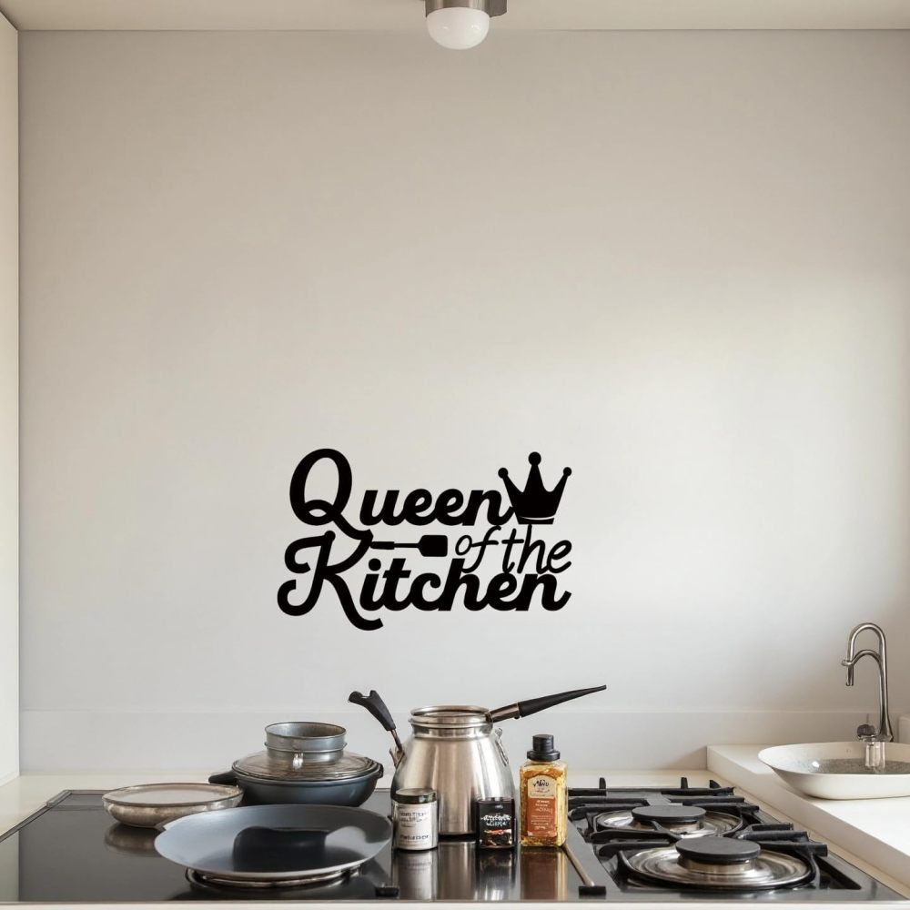 Kitchen Wall Art Decor,Black Kitchen Queen Metal Sign for Kitchen Decoration, Metal Rustic Farmhouse Kitchen Decor Hanging Decorative