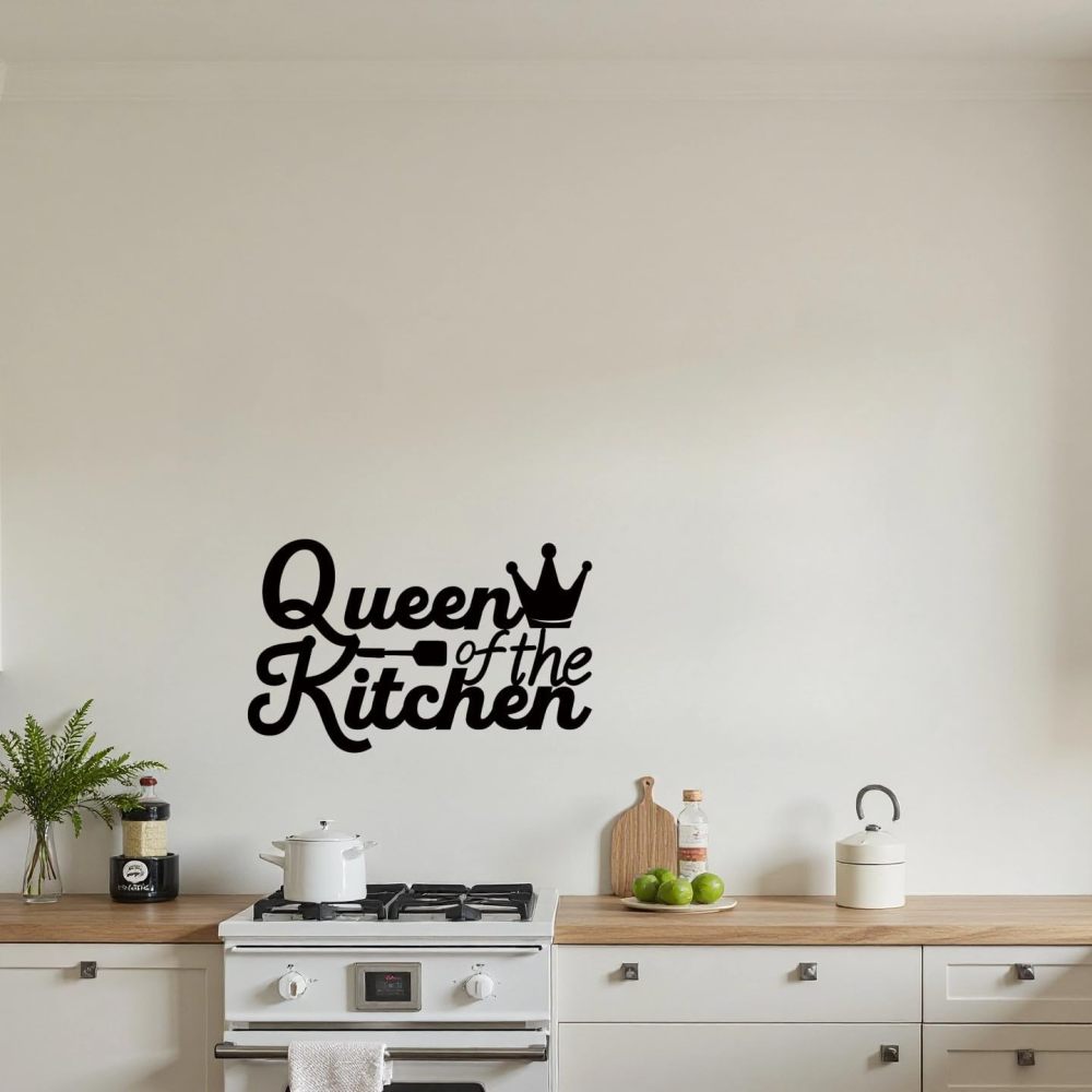 Kitchen Wall Art Decor,Black Kitchen Queen Metal Sign for Kitchen Decoration, Metal Rustic Farmhouse Kitchen Decor Hanging Decorative