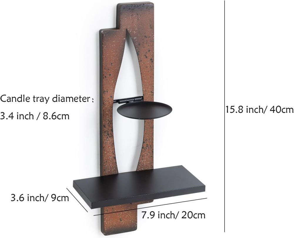 AIM & GGKK Wall Candle Sconce Holder,Set of 2 Rustic Wall Candle Sconce, Metal Double Shelf Design, Copper Brown Finish,for Living Room, Dining Room,Rustic Farmhouse Decorations