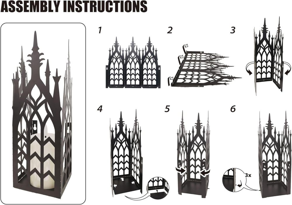AIM & GGKK Wall Candle Sconce Holder,Set of 2 Gothic Cathedral Wall Sconce with Window Design,Black Metal Wall Mount Candle Holder for Living Room, Dining Room,Rustic Farmhouse Decorations