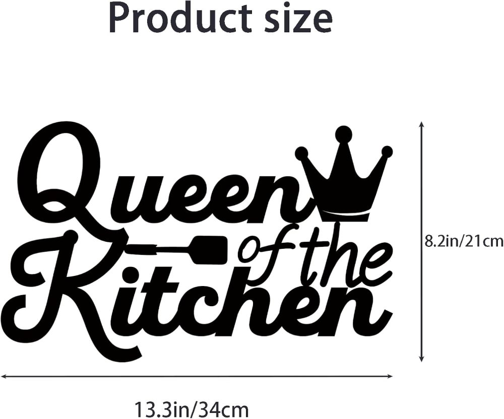Kitchen Wall Art Decor,Black Kitchen Queen Metal Sign for Kitchen Decoration, Metal Rustic Farmhouse Kitchen Decor Hanging Decorative