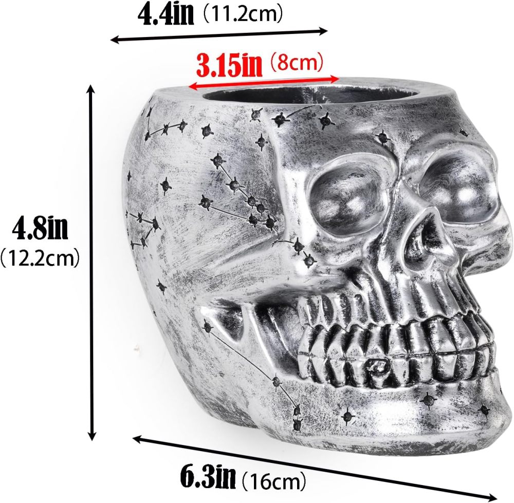 We Moment Gothic Candle Sconce，Wall Candle Holder Set of 1， Skull Wall Decorations for Living Room, Bathroom, Dining Room（Silver，Star Pattern Design）