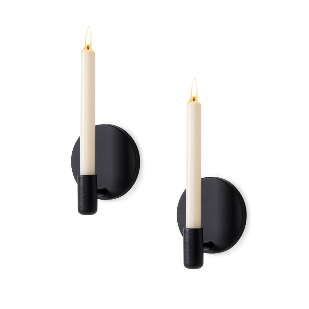 Minimalist Black Wall Candle Holder Sconce,Set of 2