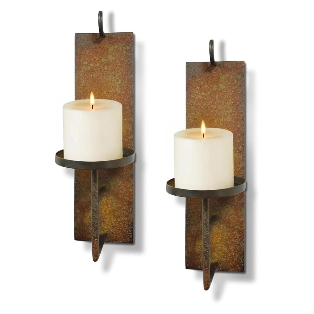 Rustic Metal Wall Candle Holder Sconce,Set of 2