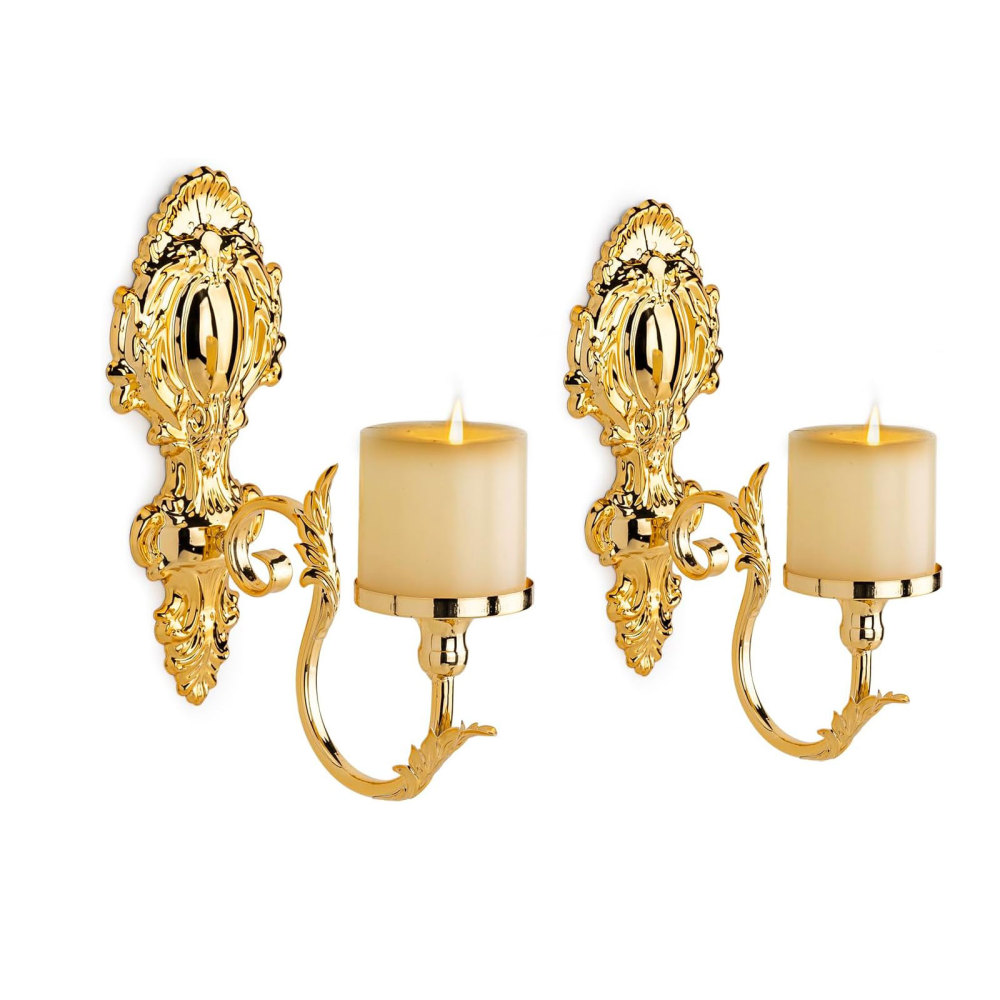 Luxurious Gold - Plated Wall Candle Holder Sconce,Set of 2