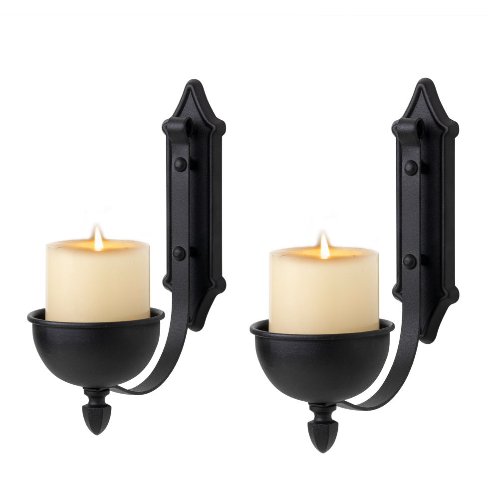 Classic Black Metal Wall Candle Holder Sconce,Set of 2