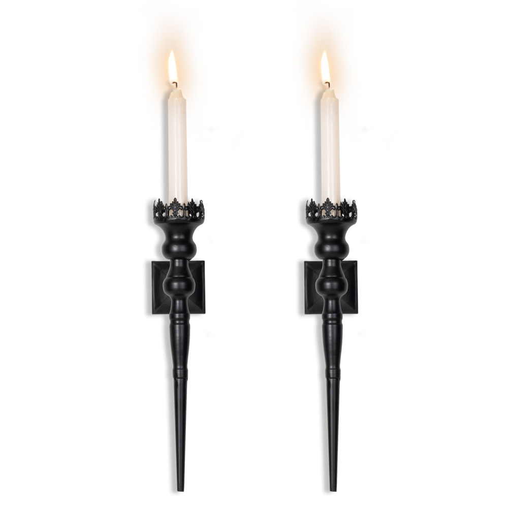 Gothic - Style Black Wall Candle Holder Sconce,Set of 2