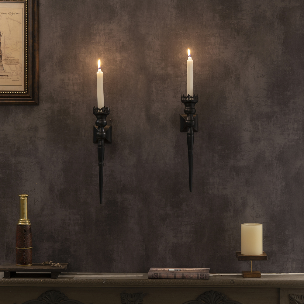 Gothic - Style Black Wall Candle Holder Sconce,Set of 2