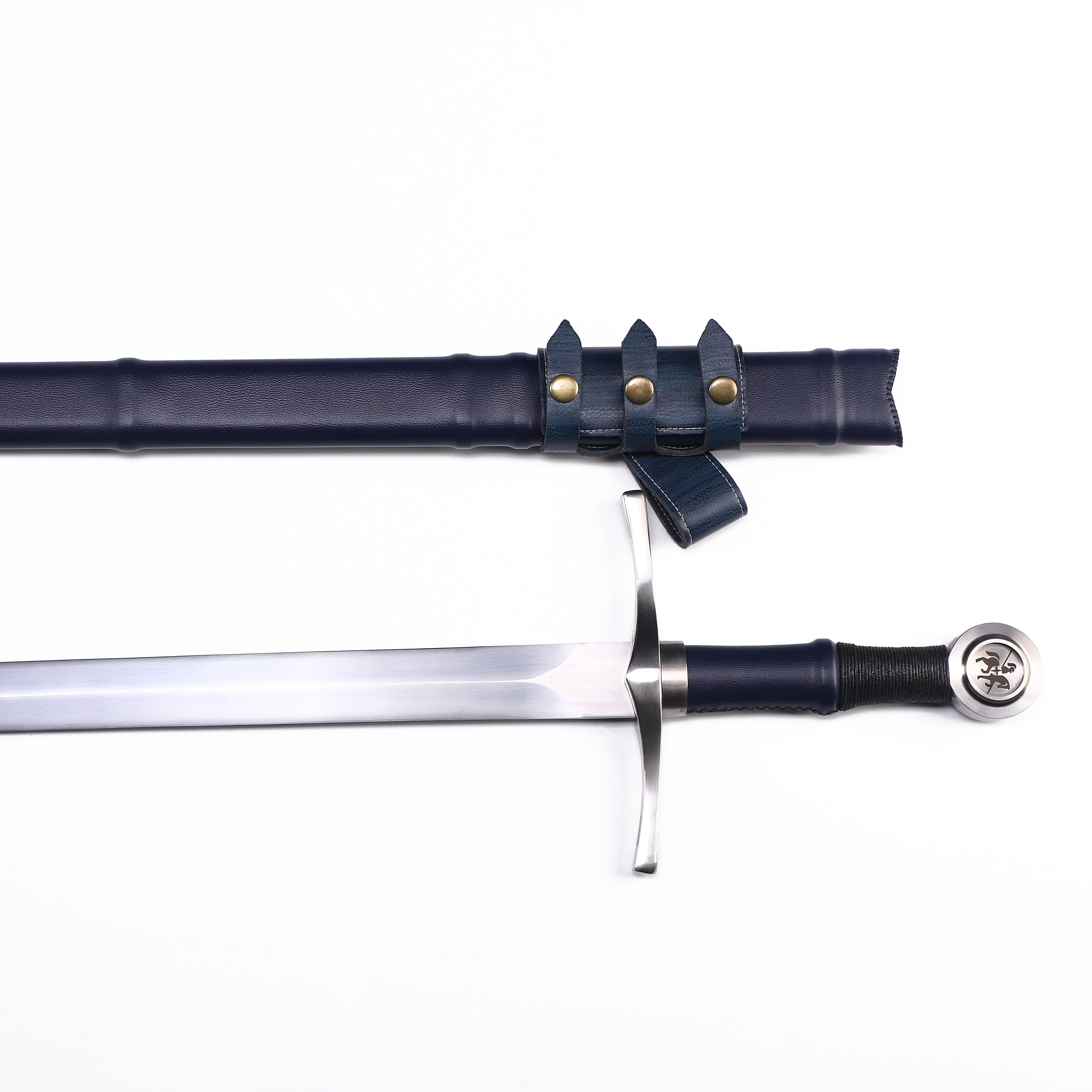 Medieval Sharp Blade Black Western Sword with Knight Motif